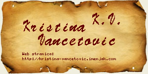 Kristina Vančetović vizit kartica